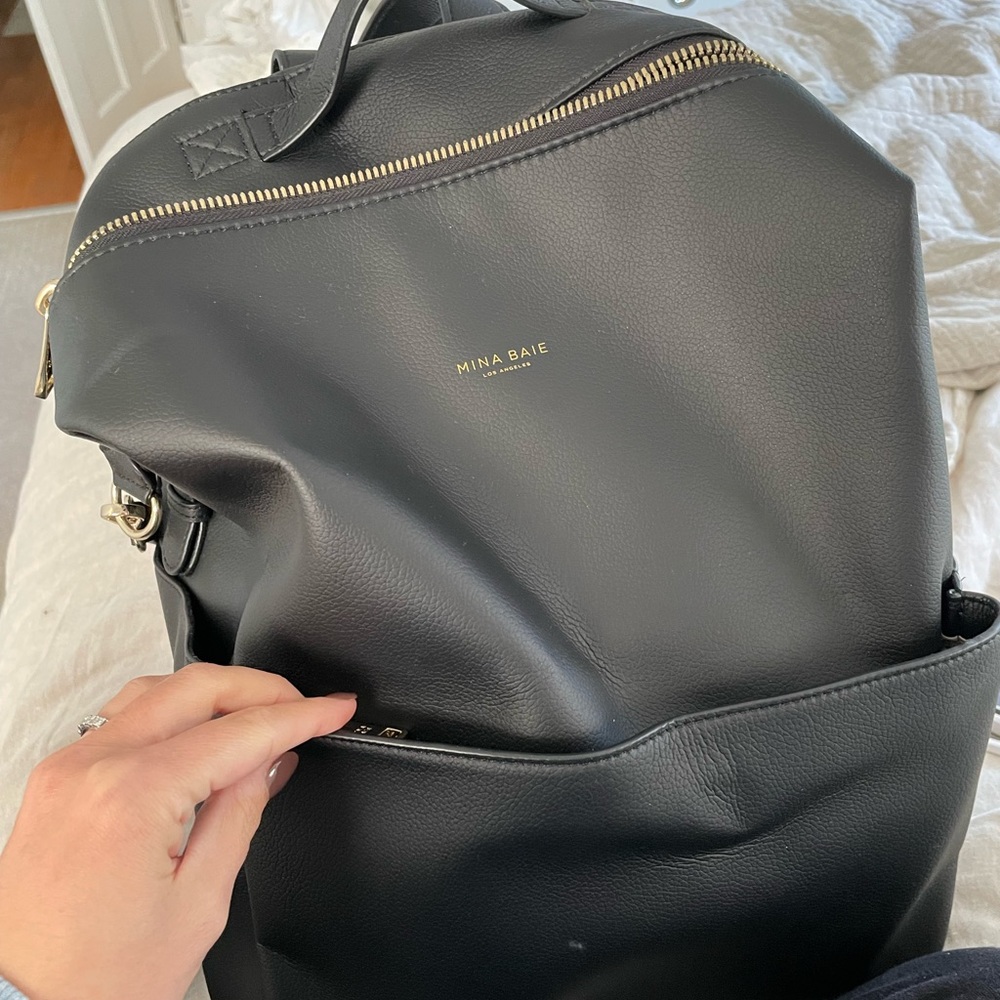 Mina Baie Black Leather Backpack